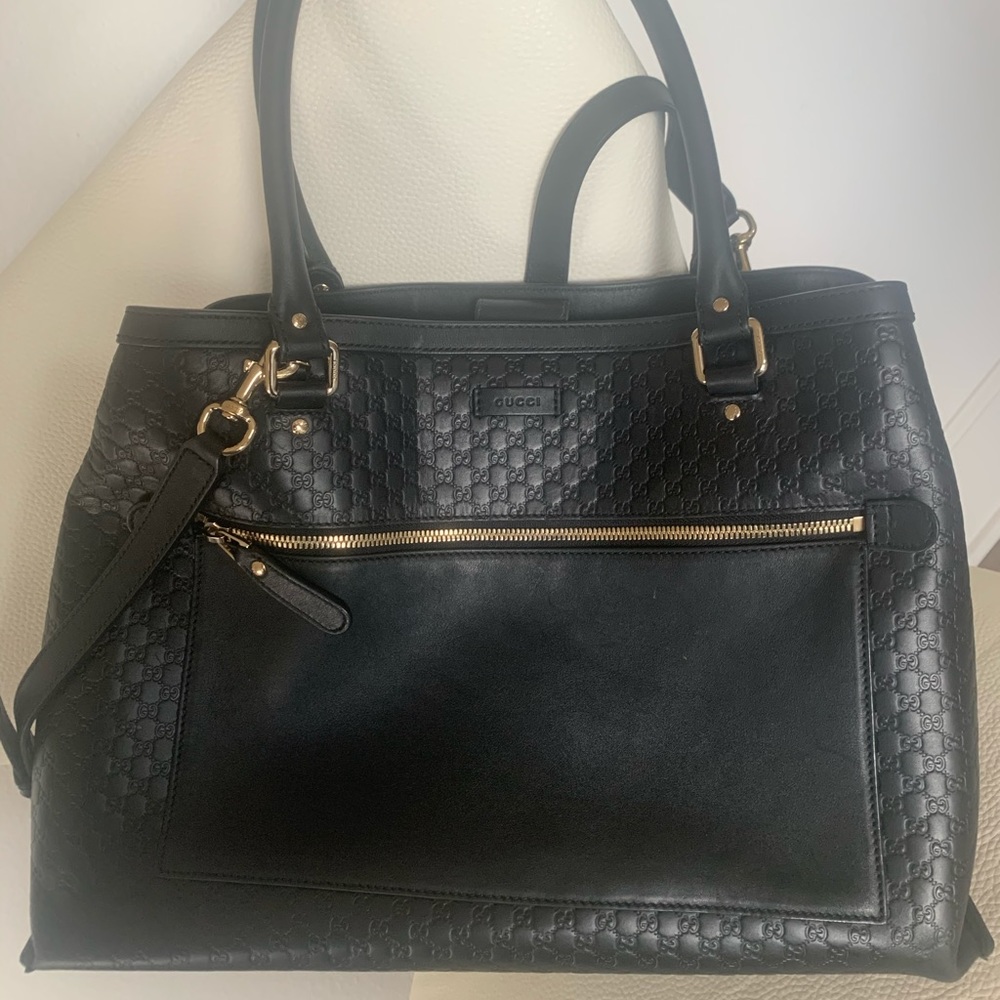 Gucci Guccisima Black Leather Tote